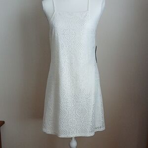 Ultra Flirt White Sheath Mini Dress Square Neck Sleeveless